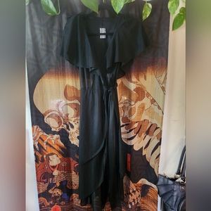 Samuel Blue size 8 vintage black sheer wrap dress